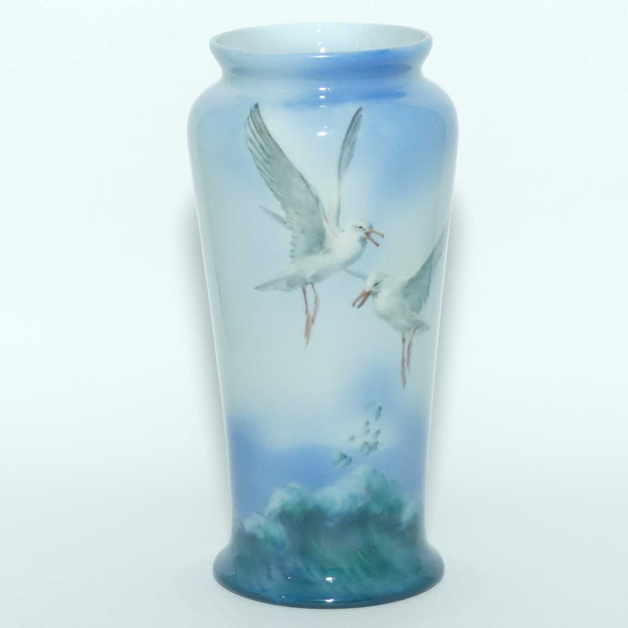 Royal Doulton Titanian glaze hand painted vase depicting Seagulls by Harry Allen