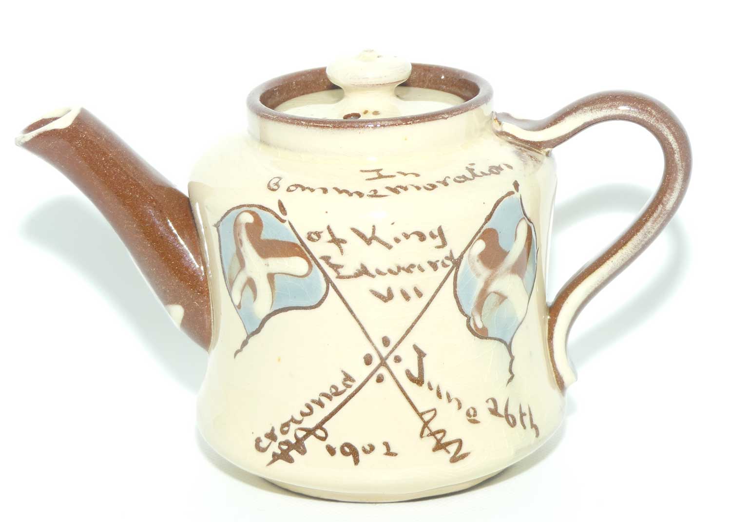 Torquay Ware Royalty Commemorative tea pot | King Edward VII Crowned June 26th 1902