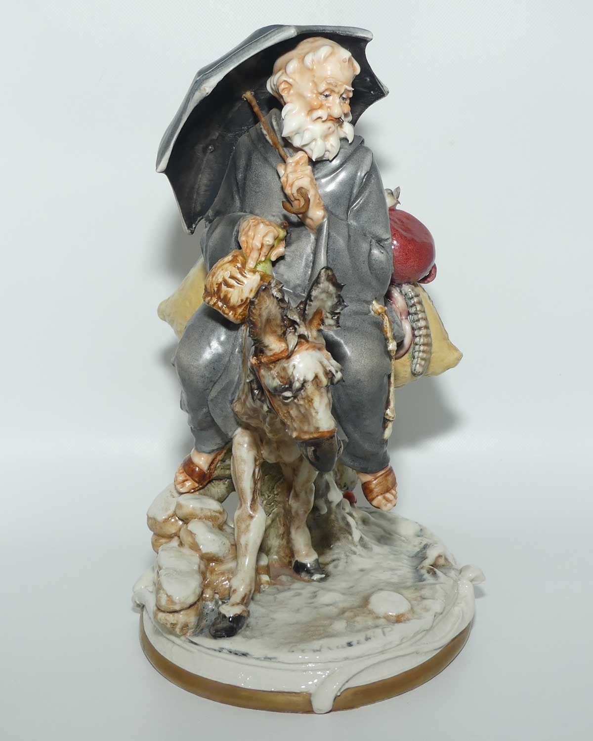 Vintage Capo Dimonte Creazoni Cedraschi porcelain Tramp on Donkey figure