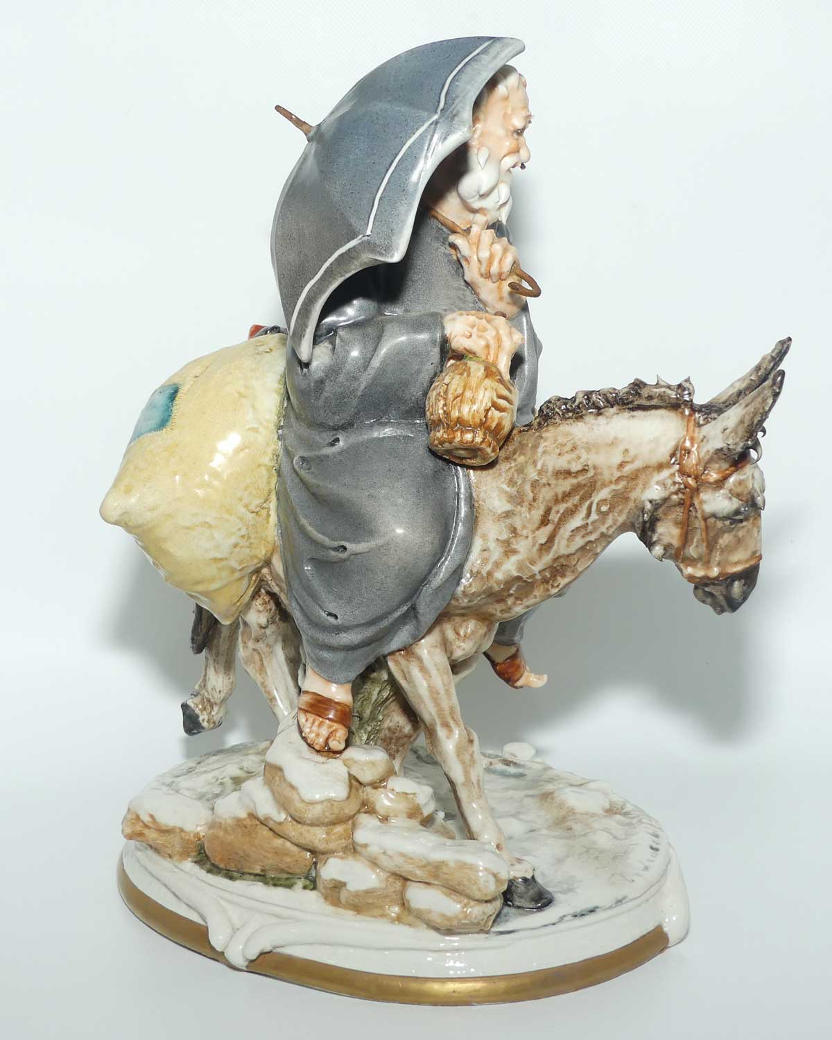 Vintage Capo Dimonte Creazoni Cedraschi porcelain Tramp on Donkey figure