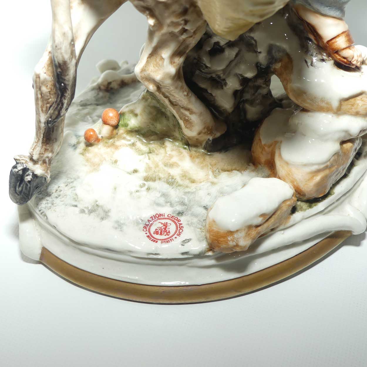 Vintage Capo Dimonte Creazoni Cedraschi porcelain Tramp on Donkey figure