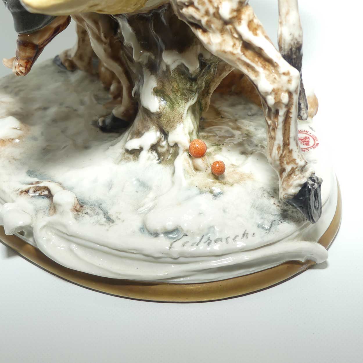 Vintage Capo Dimonte Creazoni Cedraschi porcelain Tramp on Donkey figure