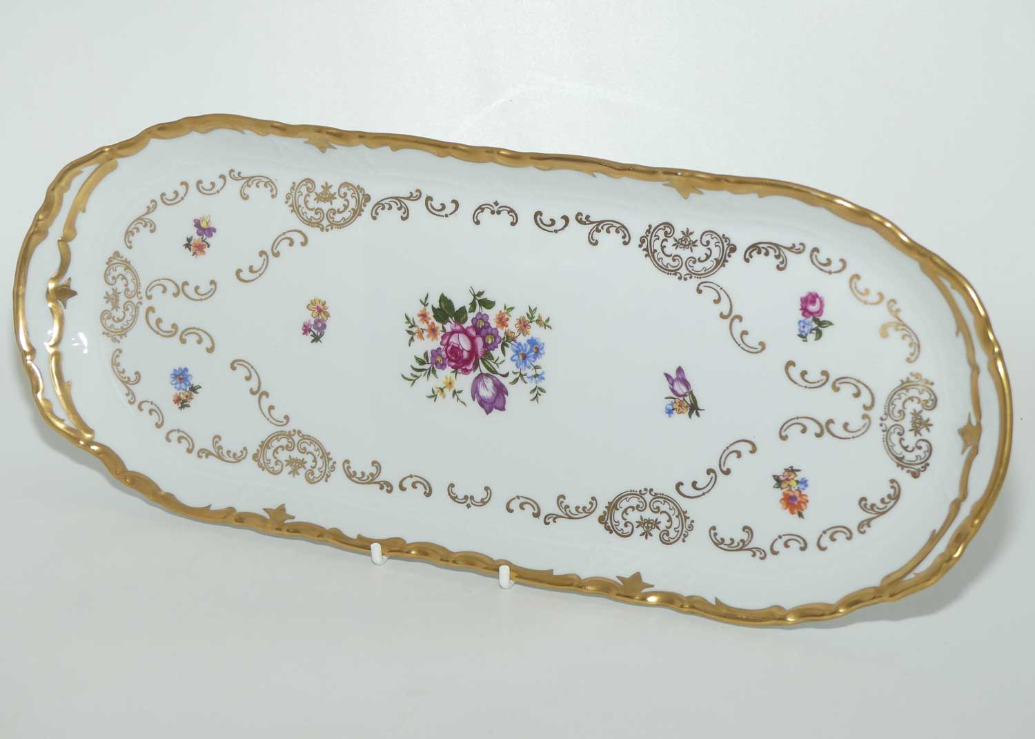 Reichenbach Germany floral and gilt oval tray | #1