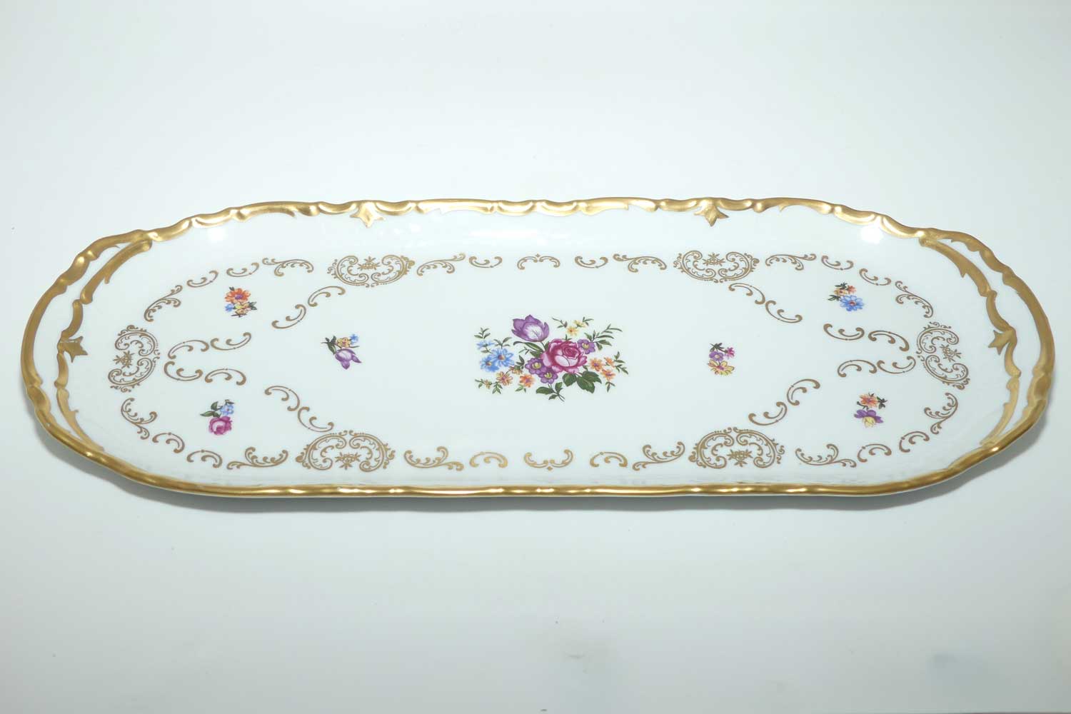 Reichenbach Germany floral and gilt oval tray | #1