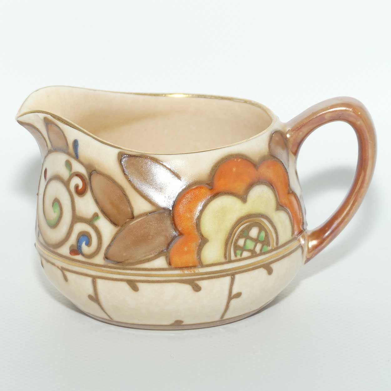 Bursley Ware Charlotte Rhead Trellis pattern milk jug | Shape 10