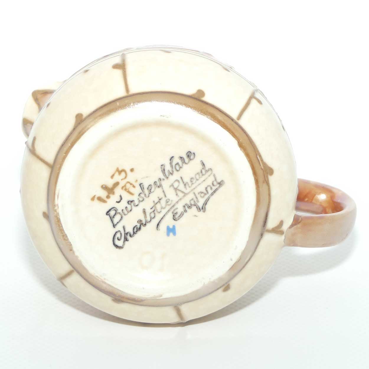 Bursley Ware Charlotte Rhead Trellis pattern milk jug | Shape 10