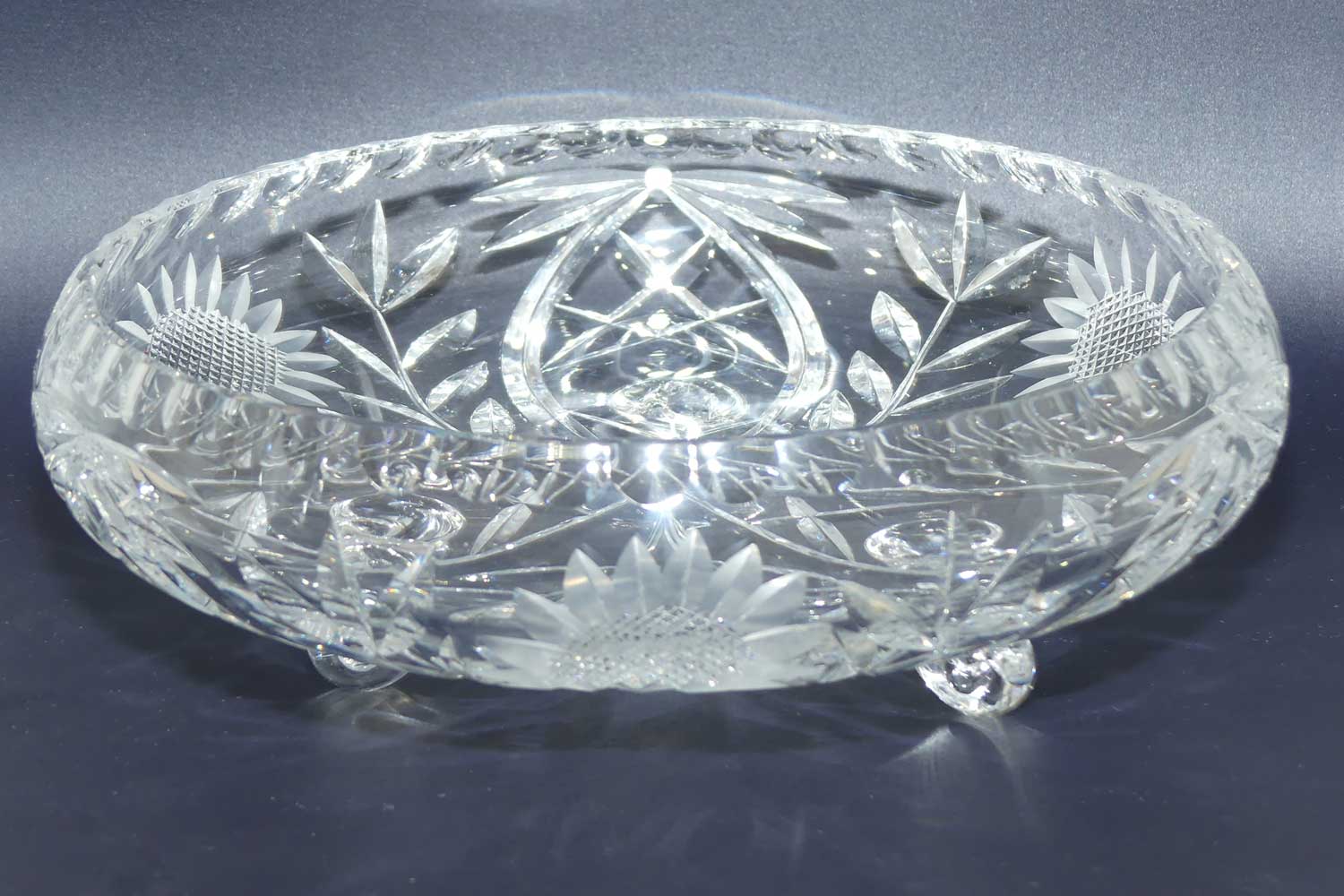 Tri footed Floral design Crystal float bowl