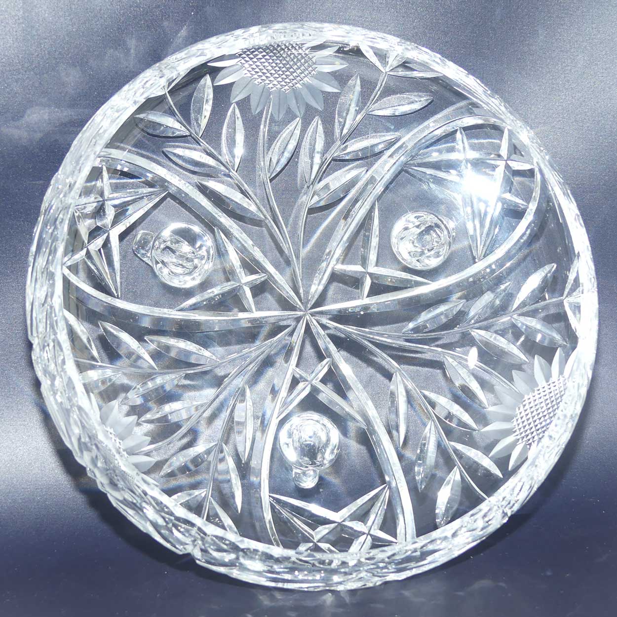 Tri footed Floral design Crystal float bowl