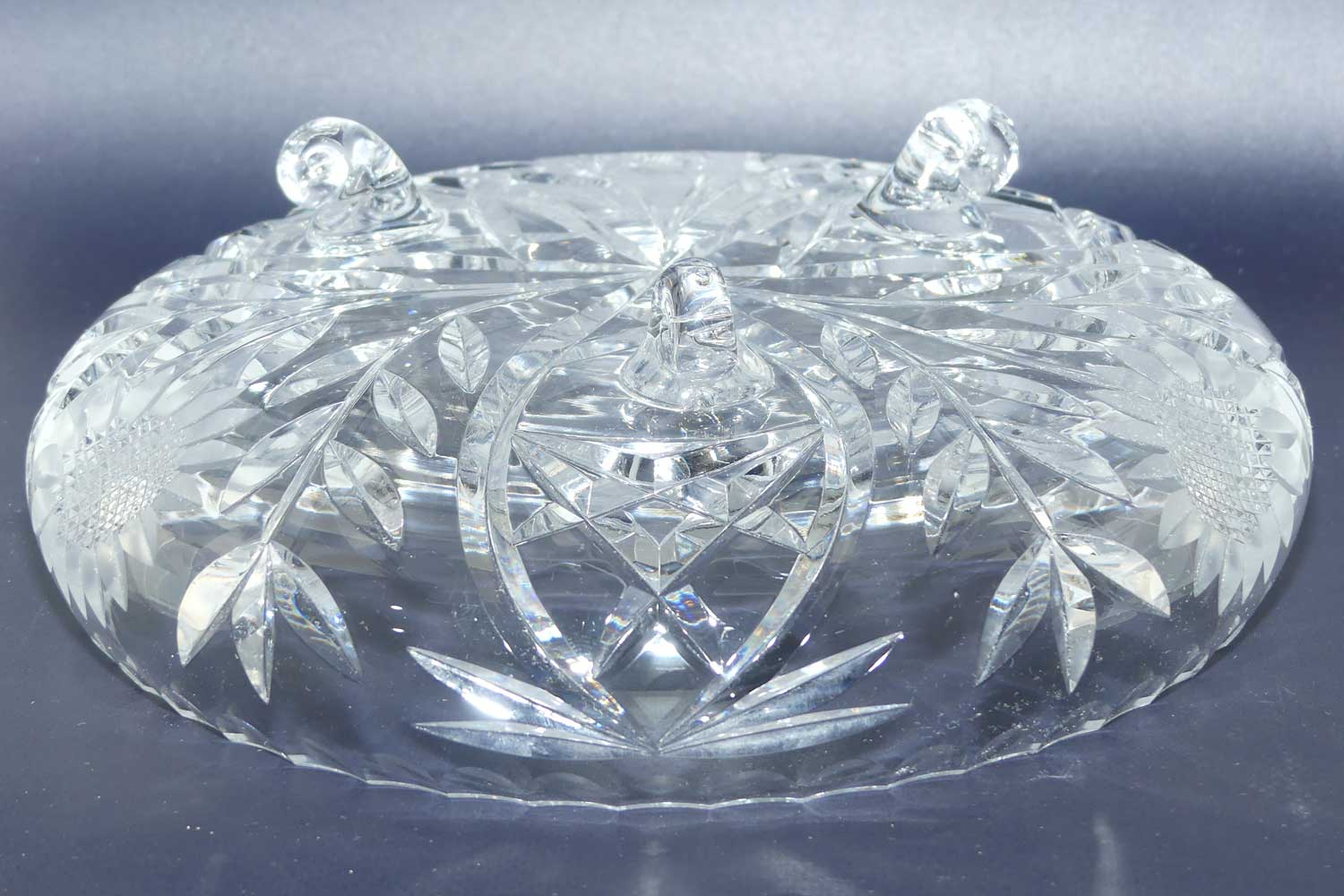 Tri footed Floral design Crystal float bowl