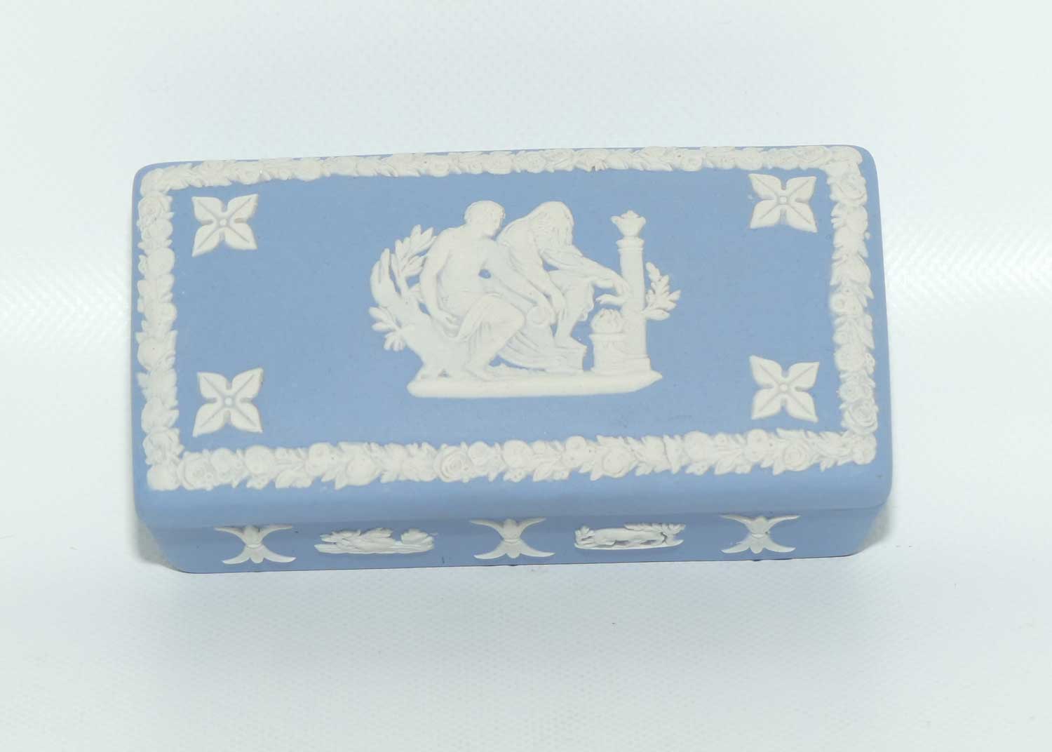 Wedgwood Jasper | White on Pale Blue | Well decorated Rectangular box | #3