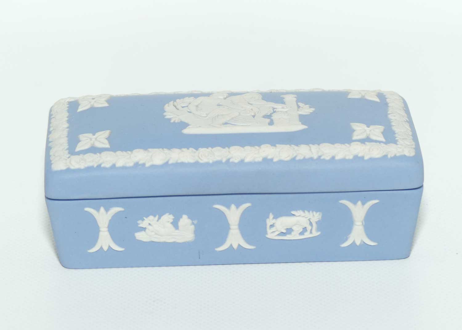 Wedgwood Jasper | White on Pale Blue | Well decorated Rectangular box | #3