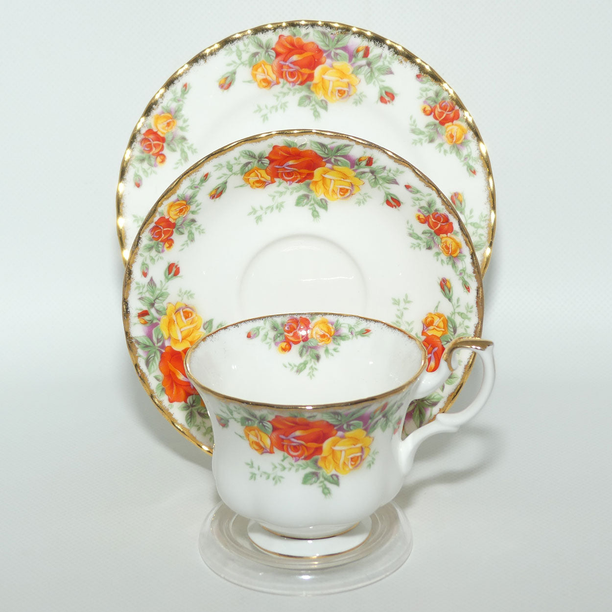 Royal Albert Bone China England Pacific Rose tea trio | UK made