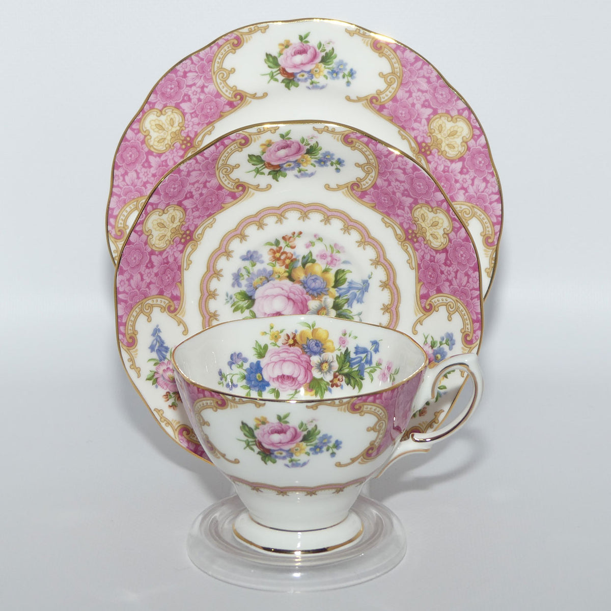 Royal Albert Bone China Lady Carlyle trio | Pink | Malvern | © 1944 Royal Albert Ltd
