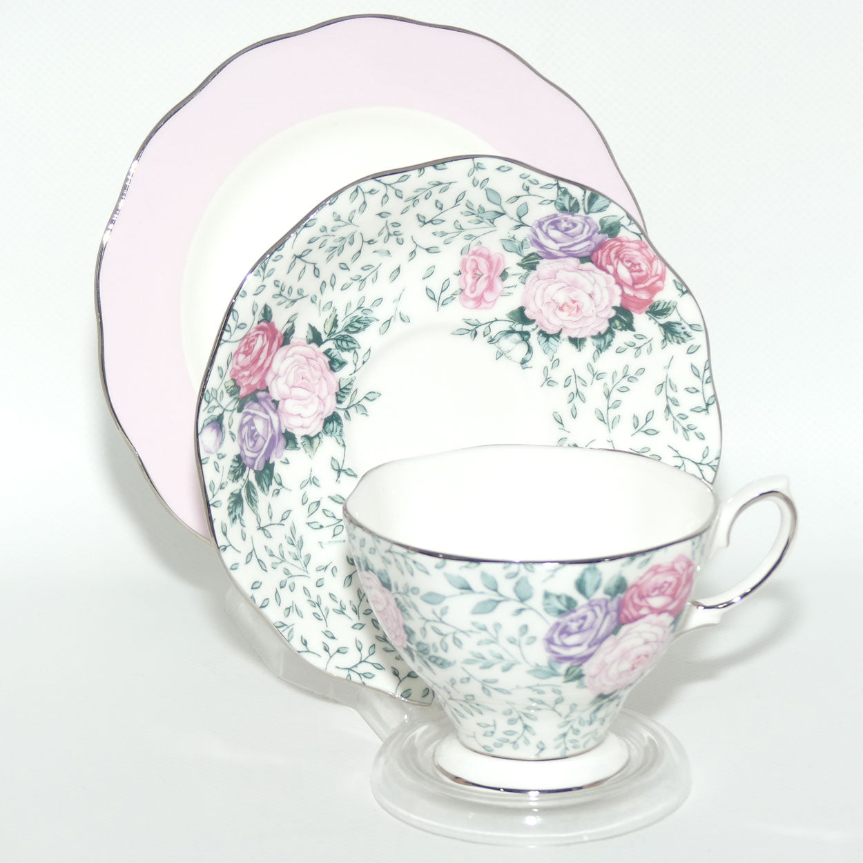 Royal Albert Bone China England Rose Garland trio | later stamp