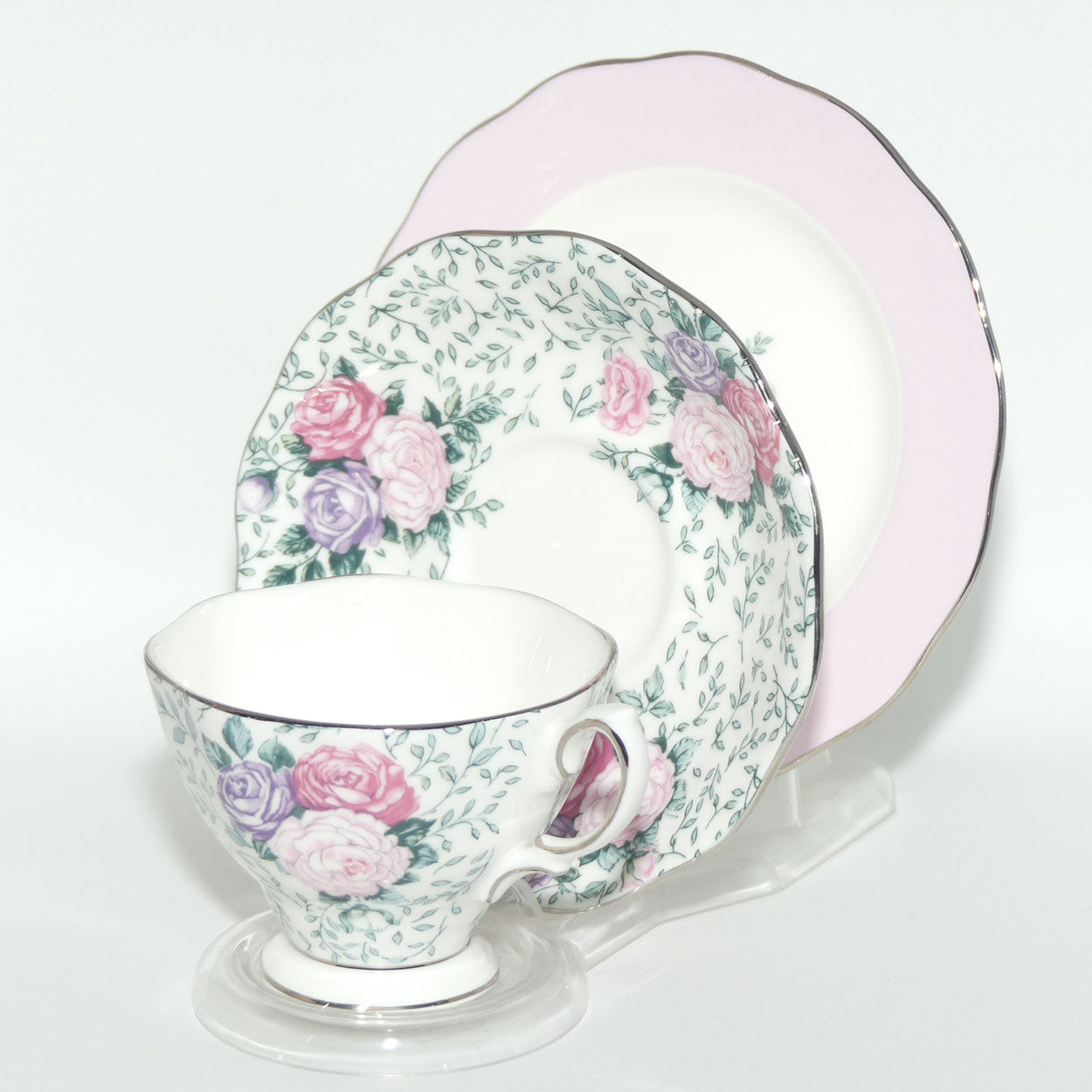 Royal Albert Bone China England Rose Garland trio | later stamp