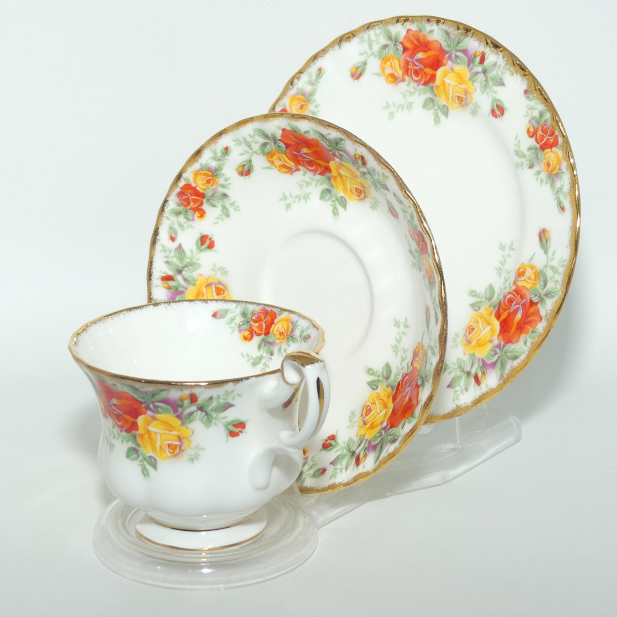 Royal Albert Bone China England Pacific Rose tea trio | UK made