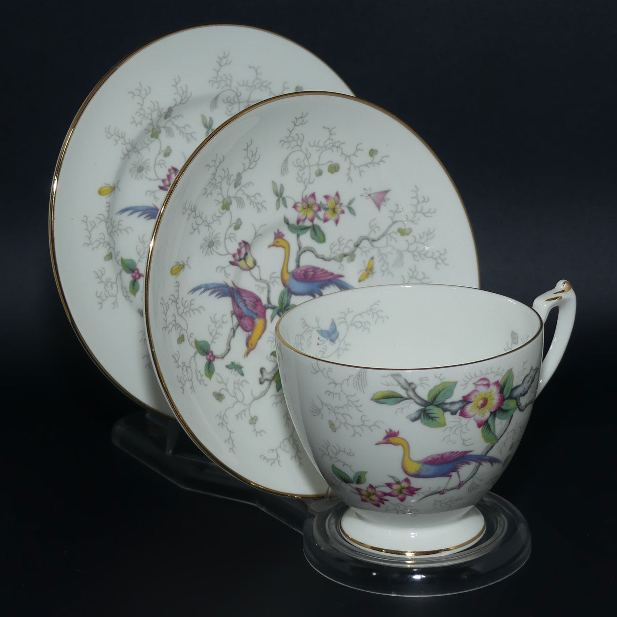 Coalport Bone China | Tulip Tree pattern | tea trio