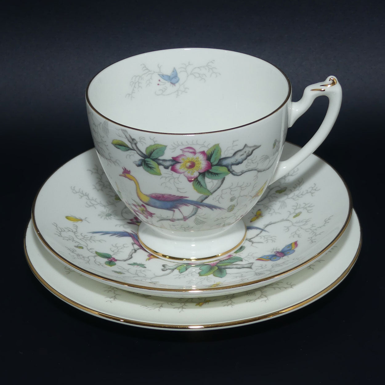 Coalport Bone China | Tulip Tree pattern | tea trio