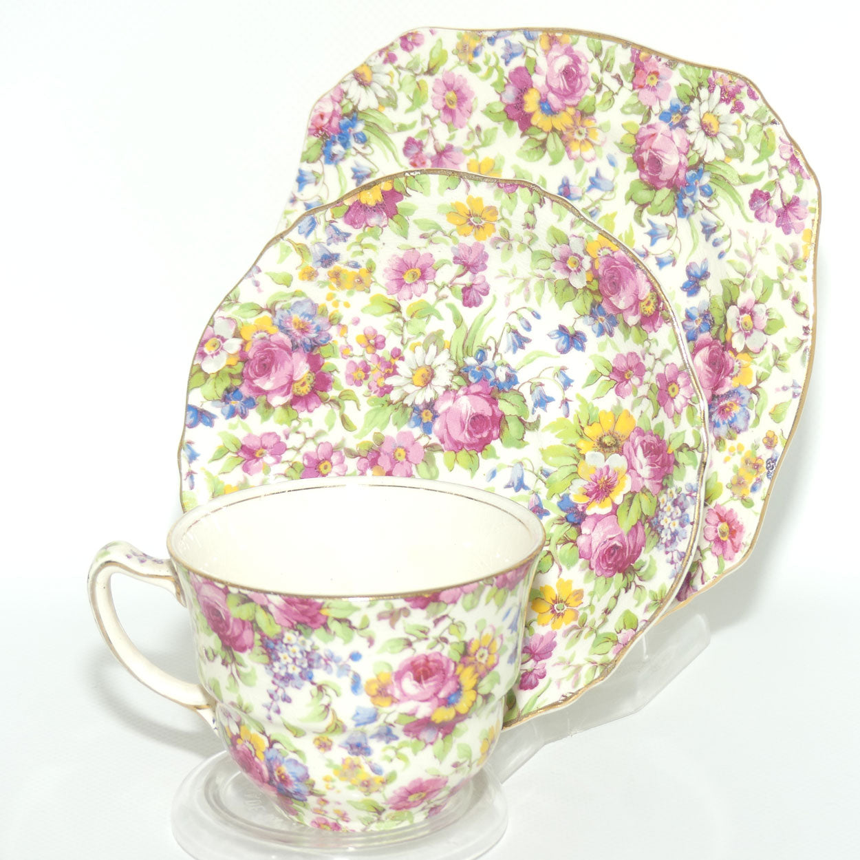Royal Winton Summertime Chintz tea trio | Square Plate | #2
