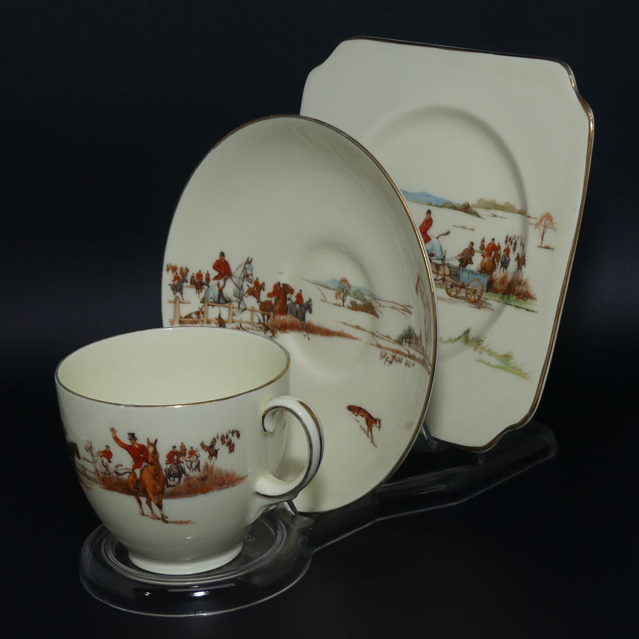 Royal Doulton Fox Hunting V1474 | Trio #2 | rare White Ground