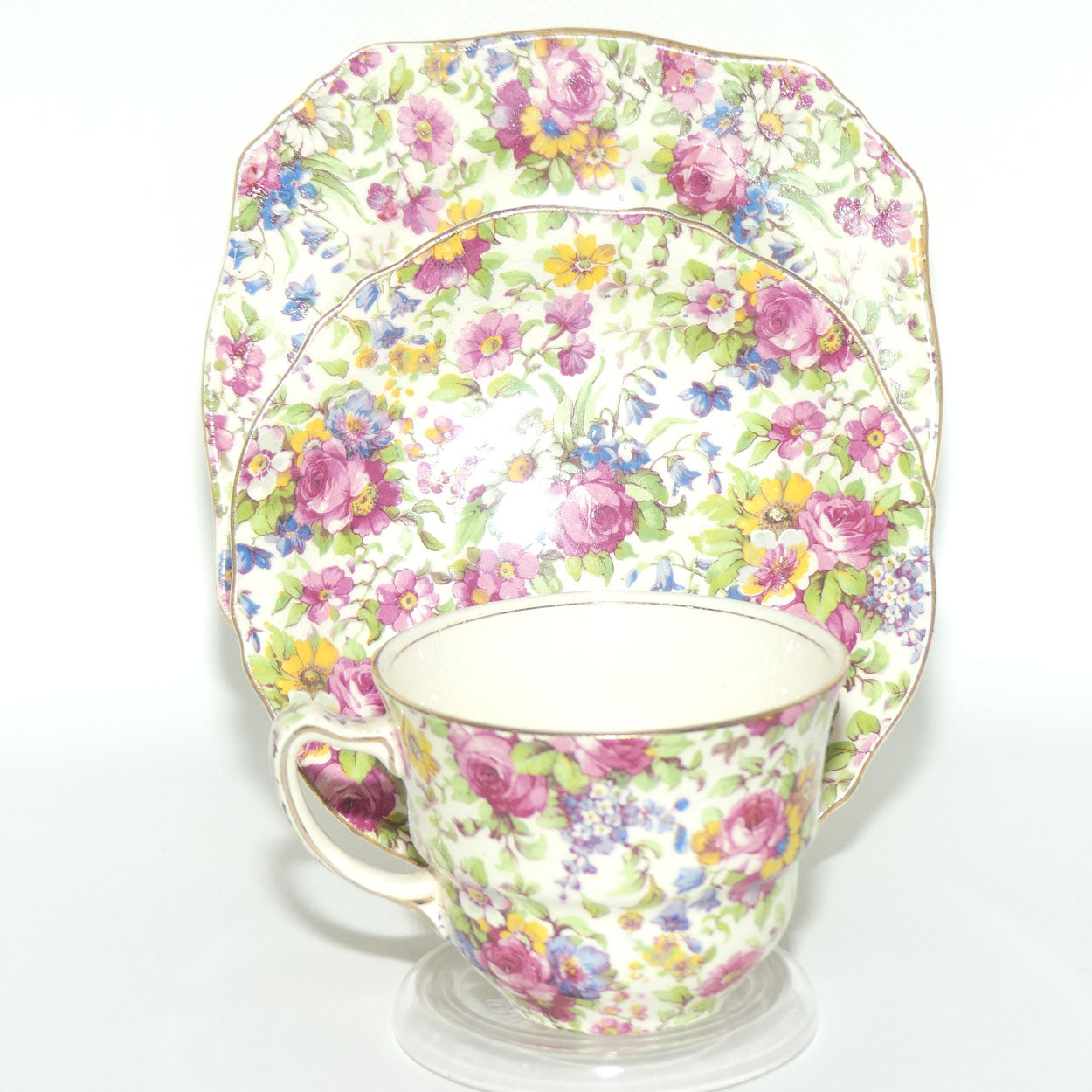 Royal Winton Summertime Chintz tea trio | Square Plate | #2
