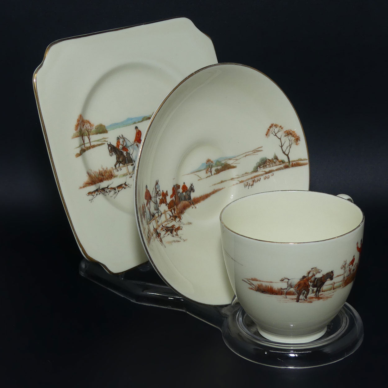 Royal Doulton Fox Hunting V1474 | Trio #2 | rare White Ground