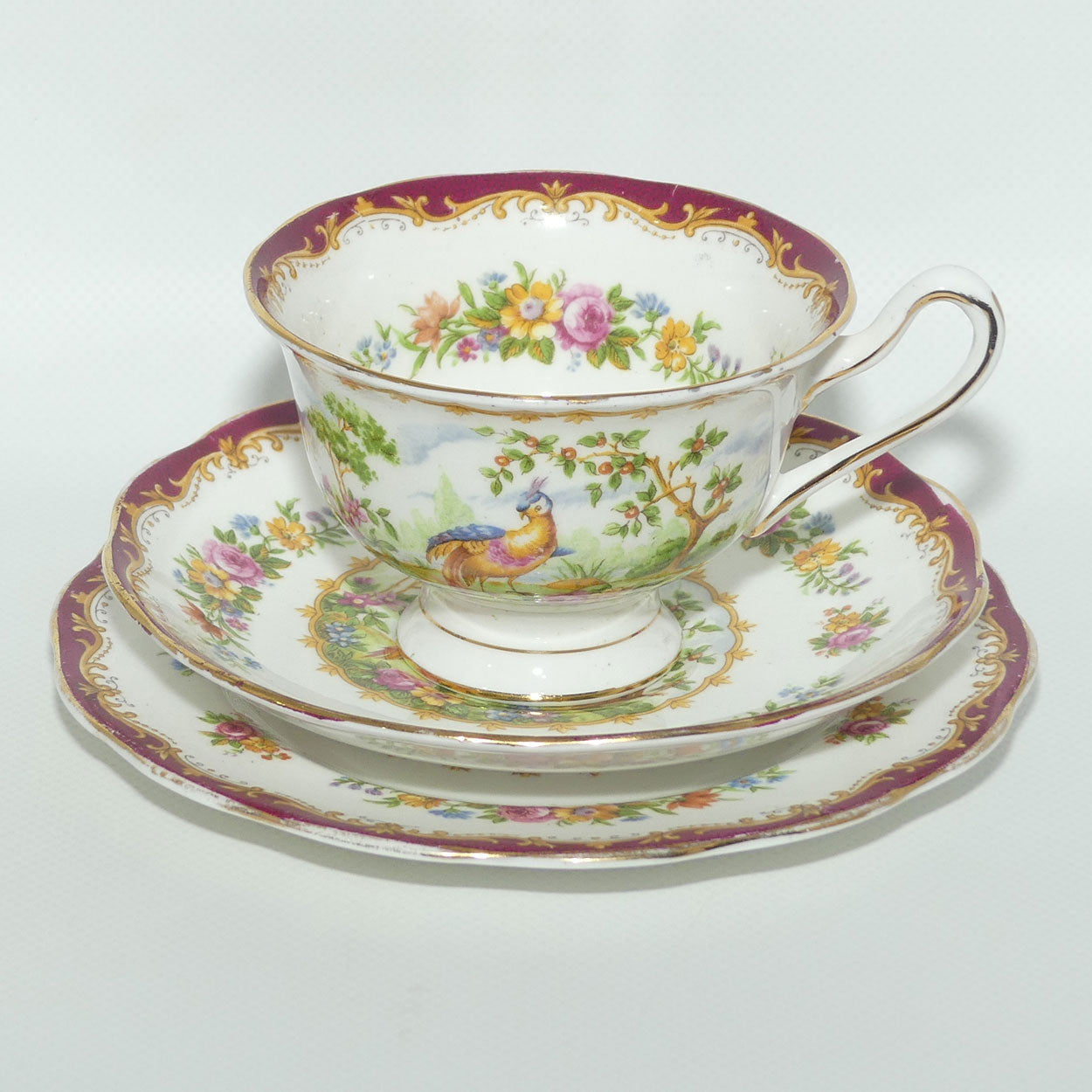 Royal Albert Bone China Chelsea Bird trio | Red Trim | #2