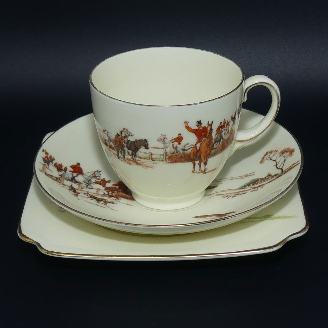 Royal Doulton Fox Hunting V1474 | Trio #2 | rare White Ground