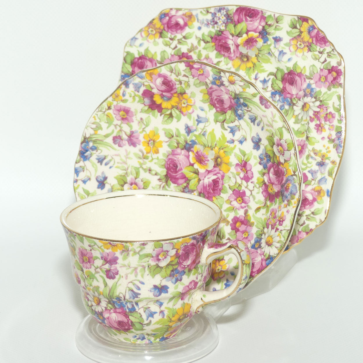 Royal Winton Summertime Chintz tea trio | Square Plate | #3