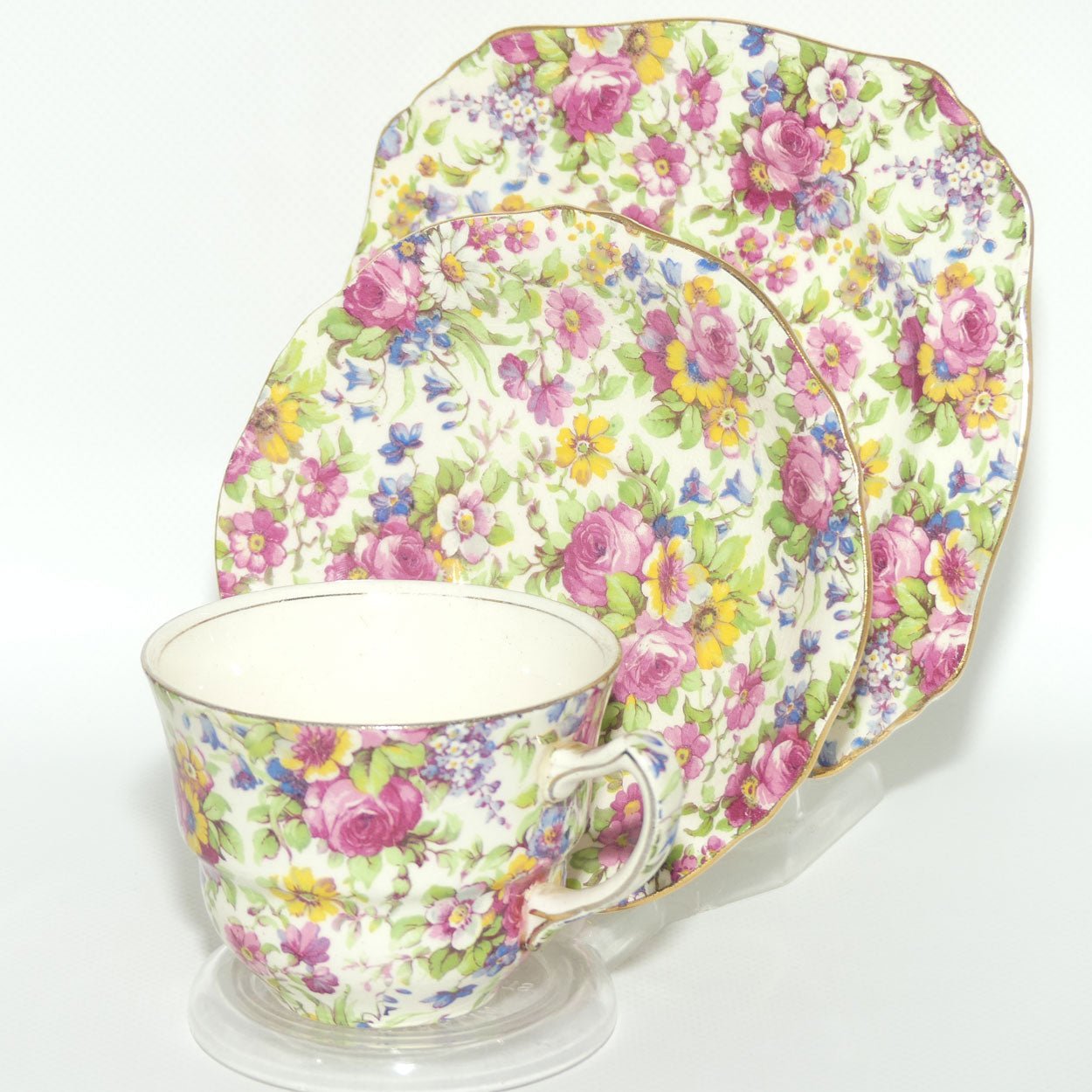 Royal Winton Summertime Chintz tea trio | Square Plate | #4