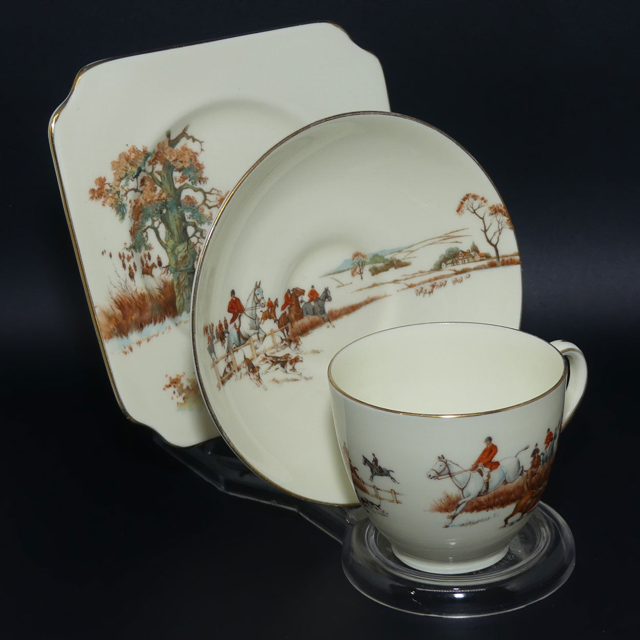 Royal Doulton Fox Hunting V1474 | Trio #4 | rare White Ground