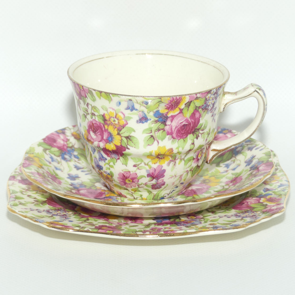 Royal Winton Summertime Chintz tea trio | Square Plate | #4