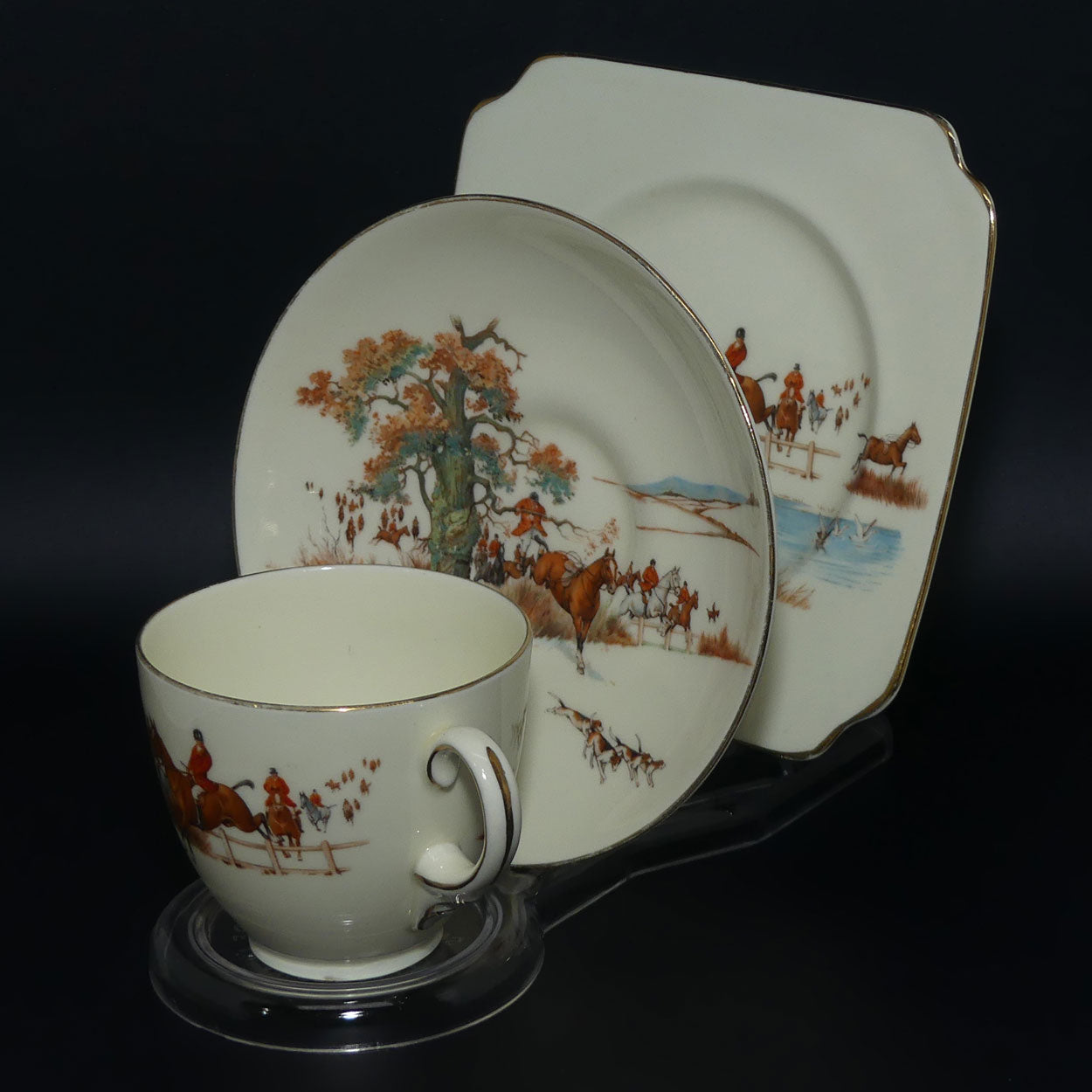 Royal Doulton Fox Hunting V1474 | Trio #5 | rare White Ground