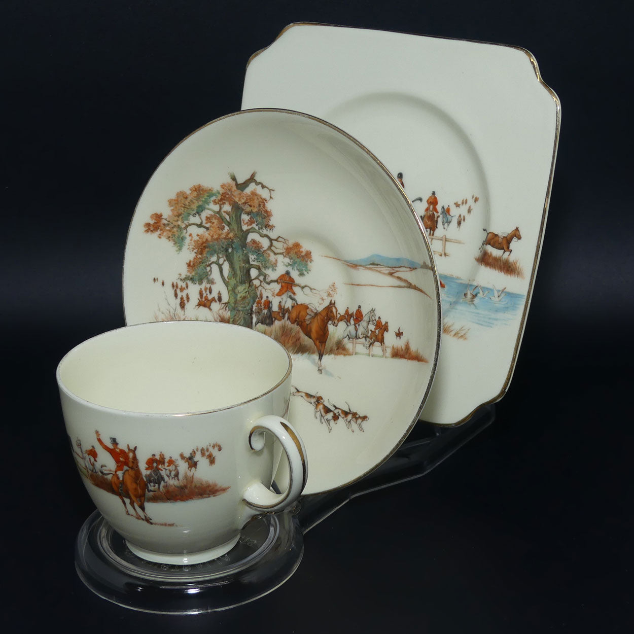 Royal Doulton Fox Hunting V1474 | Trio #6 | rare White Ground