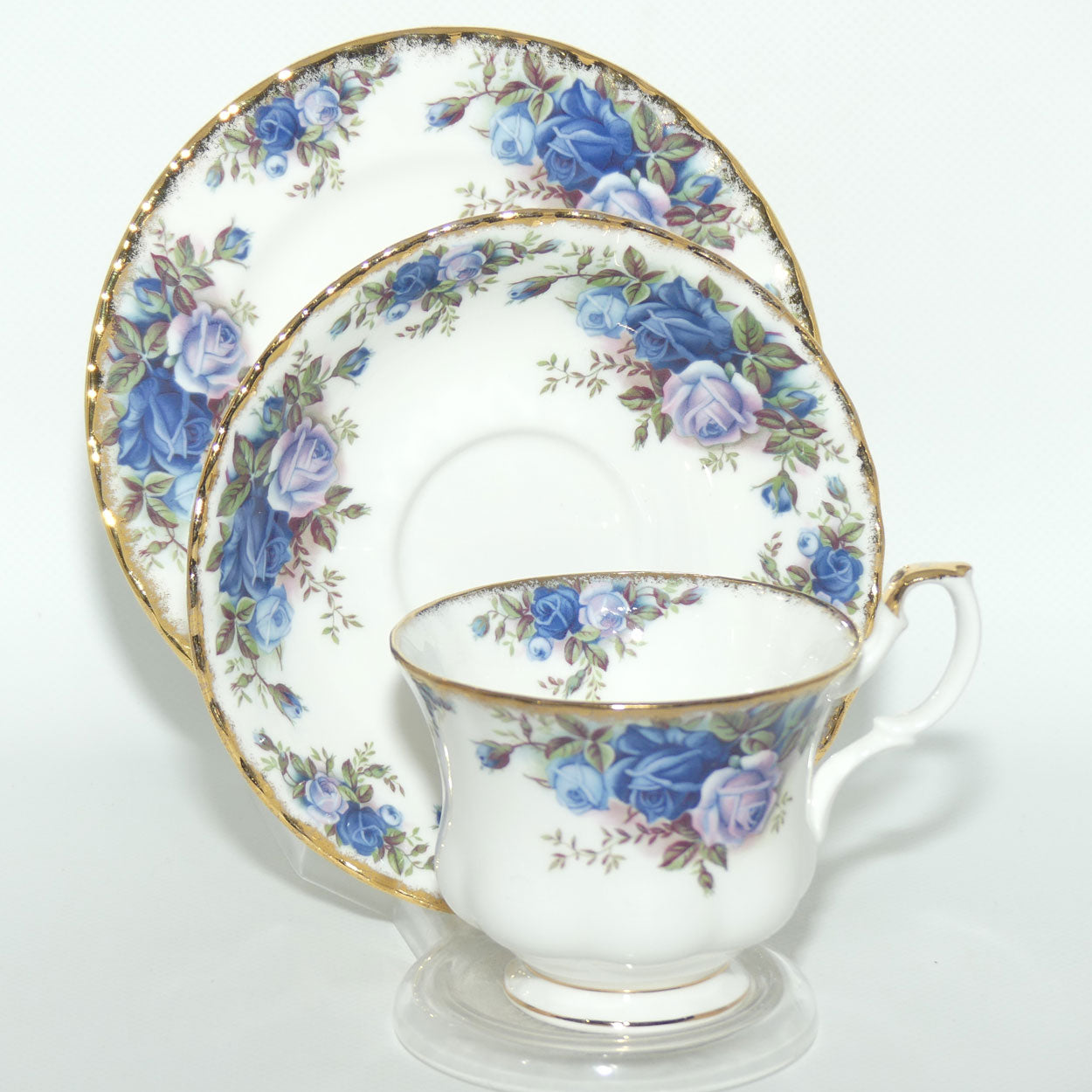 Royal Albert Bone China England Moonlight Rose tea trio | UK made