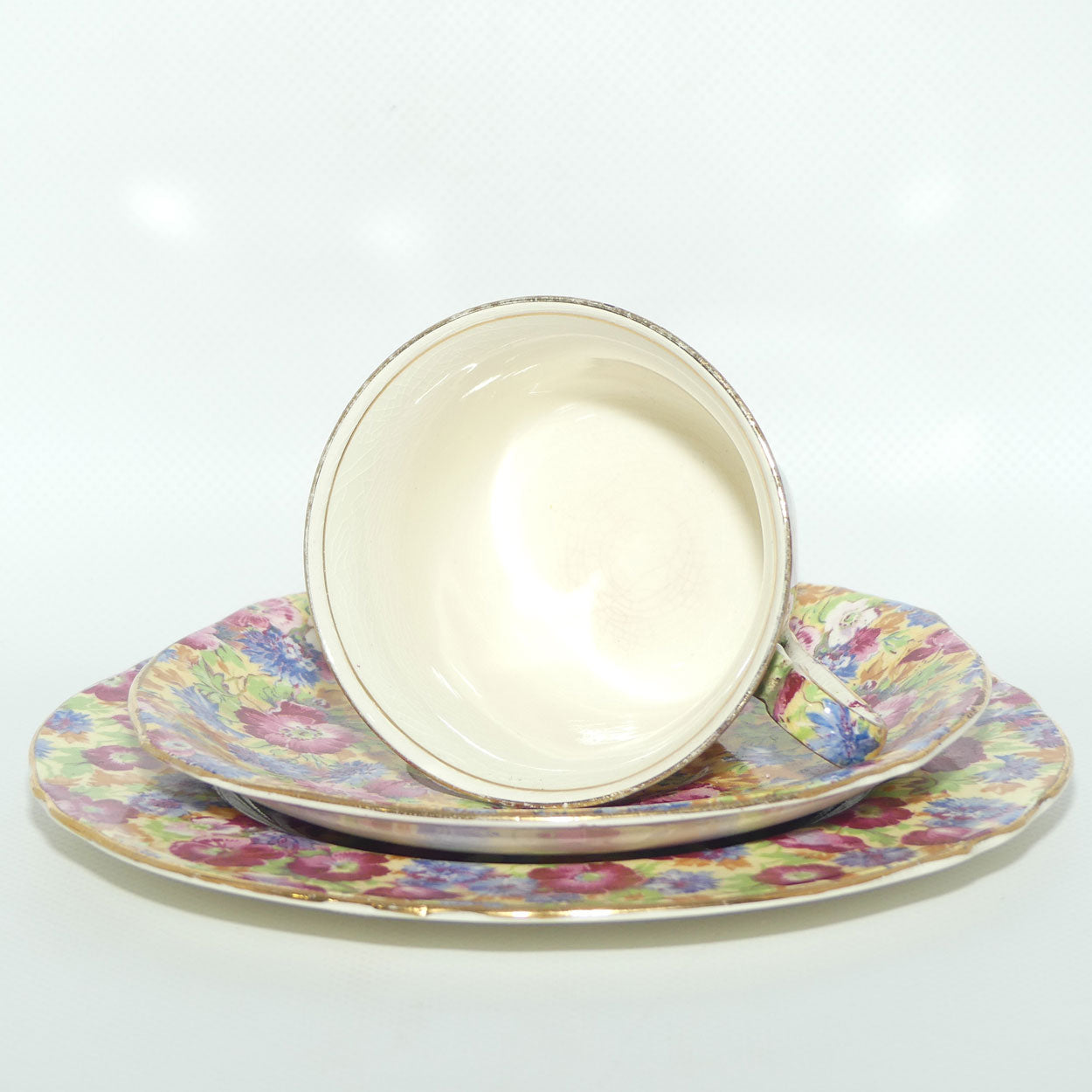 Roundabout Antiques · Products · Royal Winton Grimwades Chintz Royalty trio | Square saucer | Round plate · Shopify