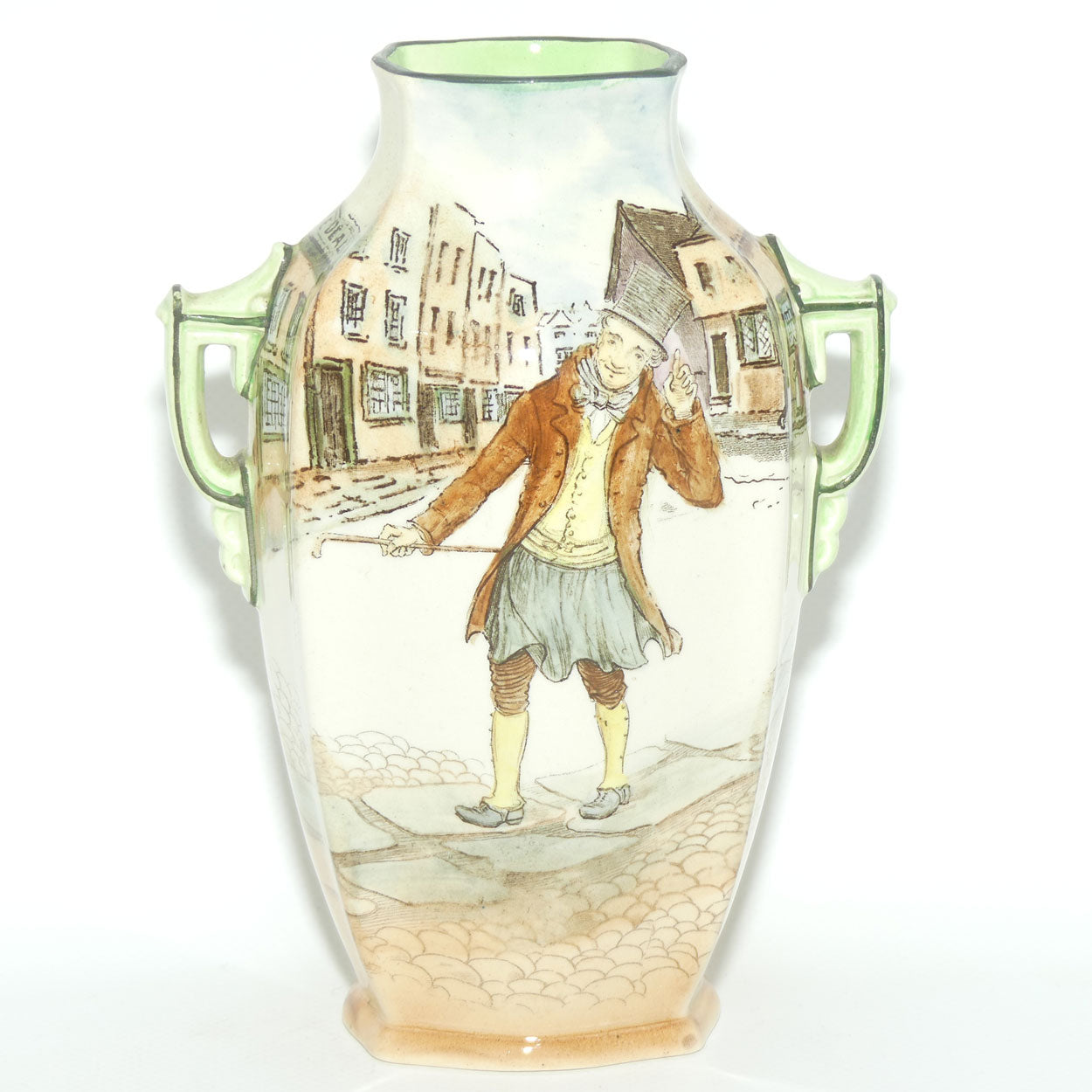 Royal Doulton Dickens Trotty Veck double handled unusual shape vase