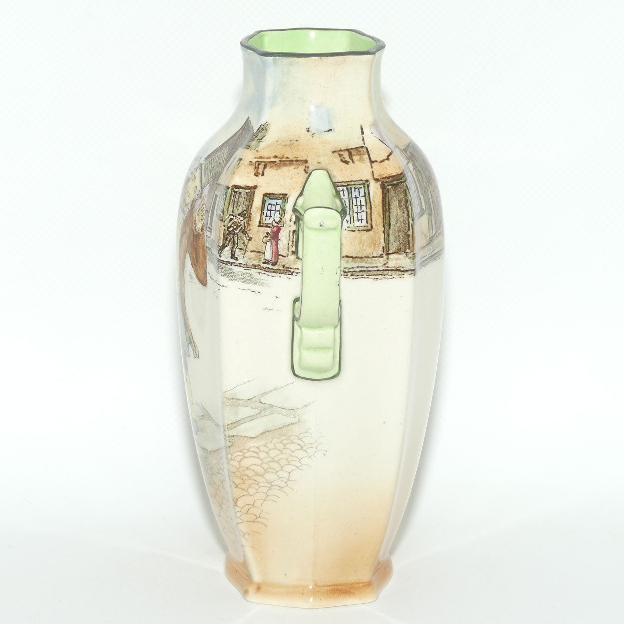 Royal Doulton Dickens Trotty Veck double handled unusual shape vase