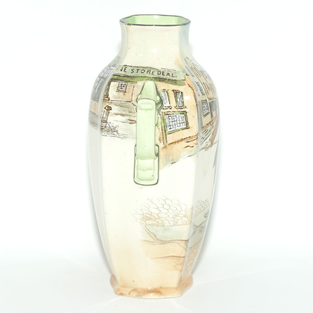 Royal Doulton Dickens Trotty Veck double handled unusual shape vase