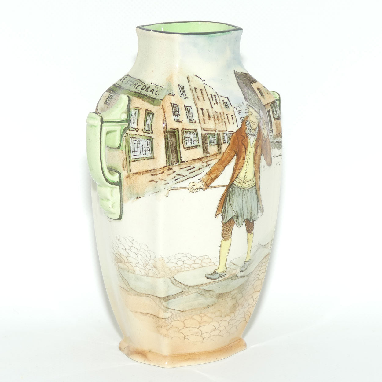 Royal Doulton Dickens Trotty Veck double handled unusual shape vase