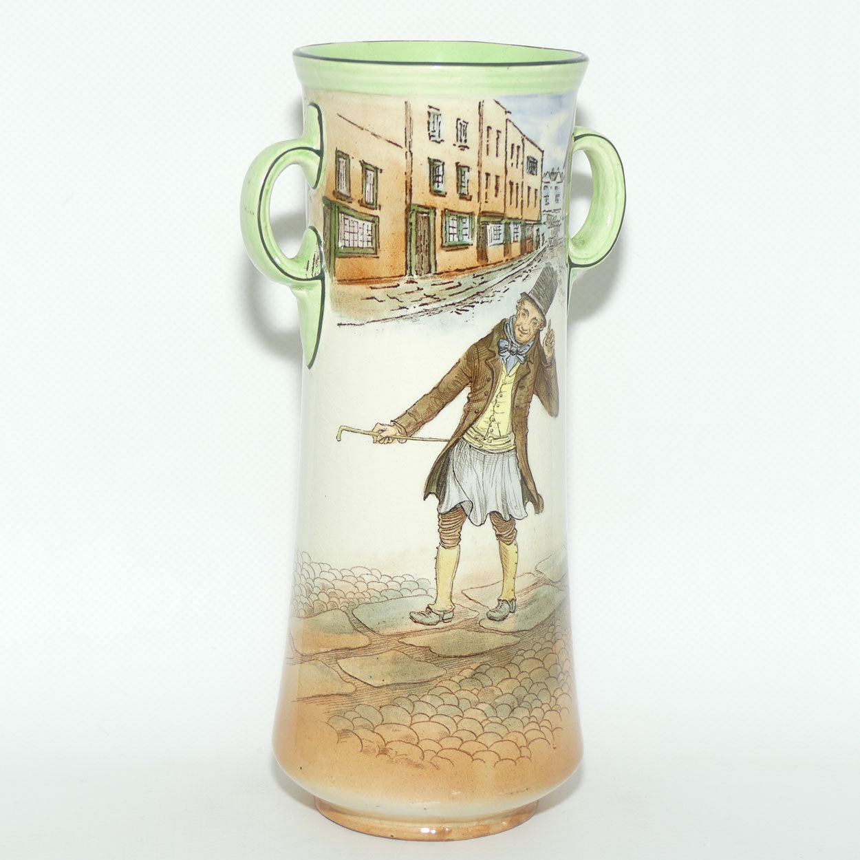 Royal Doulton Dickens Trotty Veck double handled cylinder vase D2973