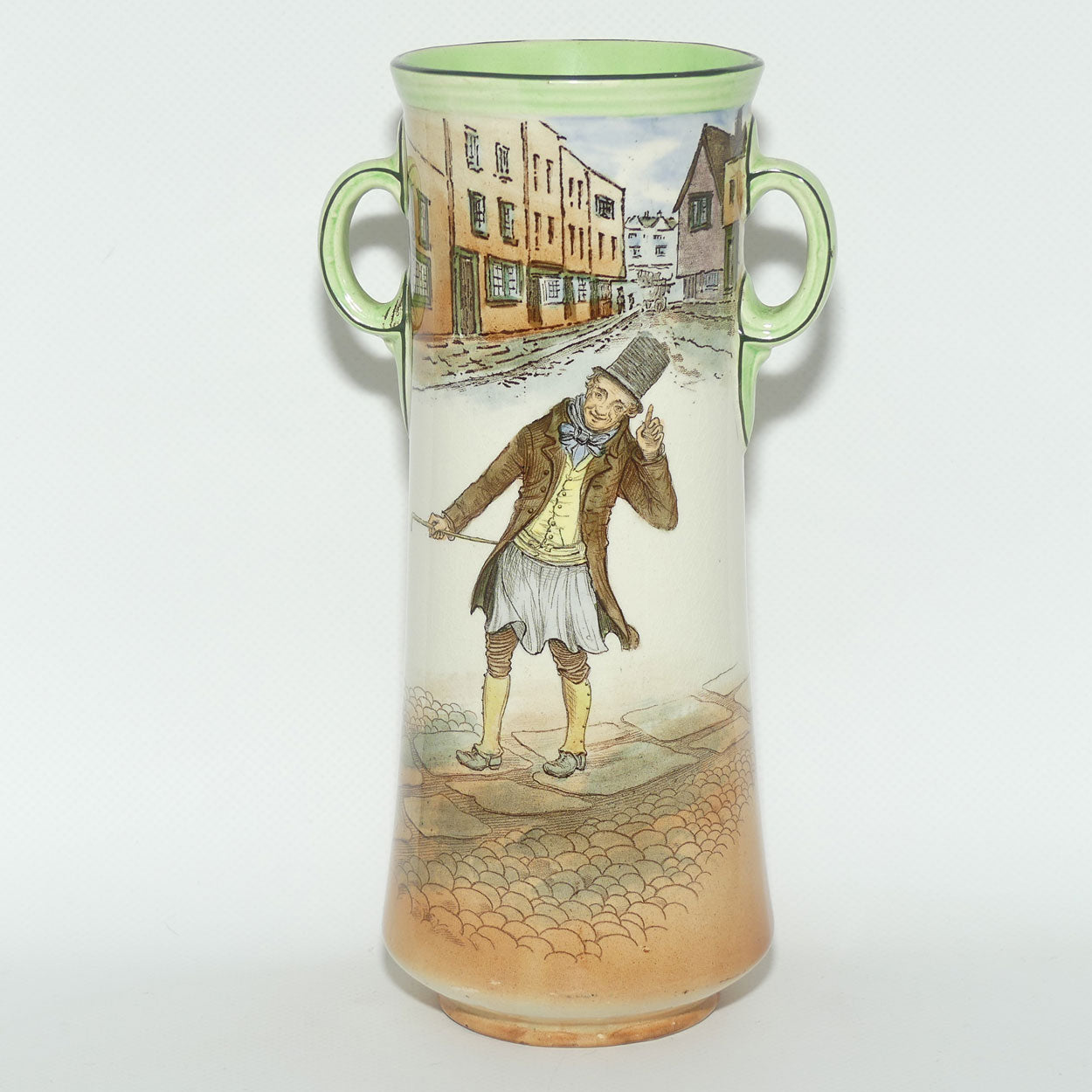 Royal Doulton Dickens Trotty Veck double handled cylinder vase D2973