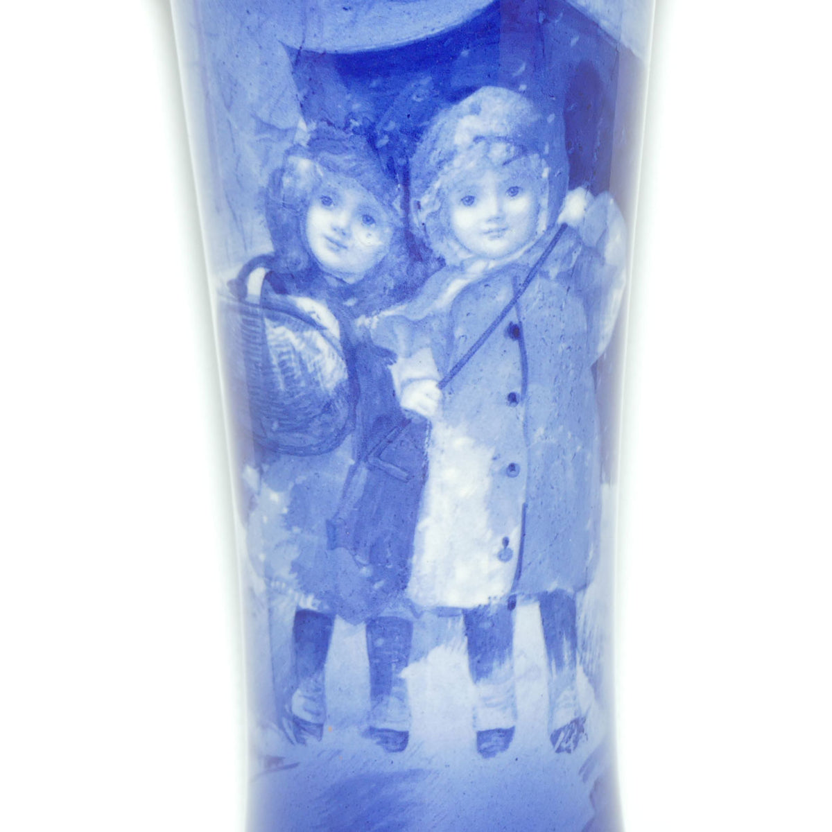Royal Doulton Blue Children Gilt Band Trumpet vase
