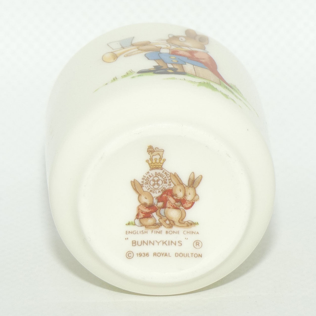 Royal Doulton Bunnykins egg cup | Trumpeter | Raising Hat