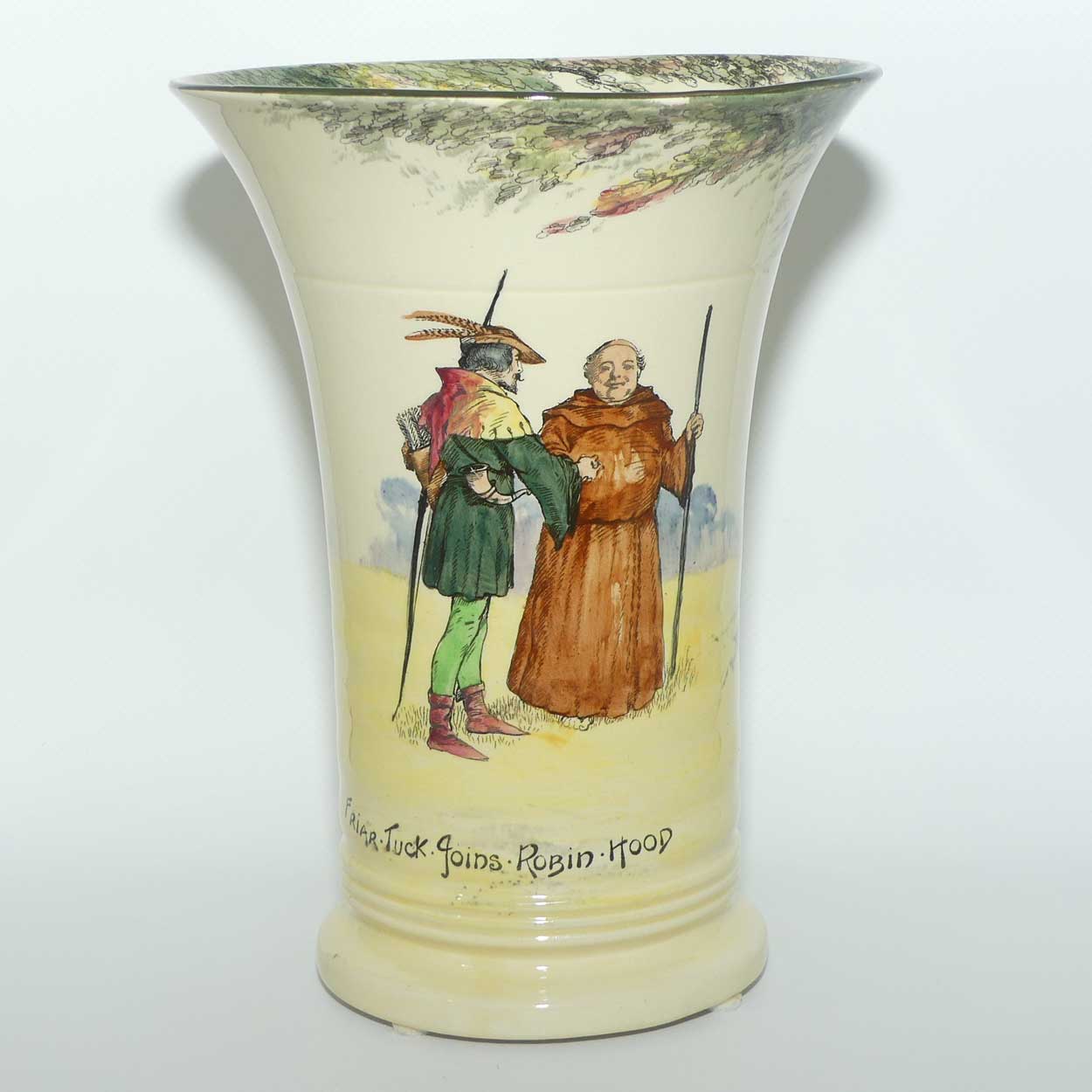 Royal Doulton Under the Greenwood Tree | Robin Hood tall trumpet shape vase