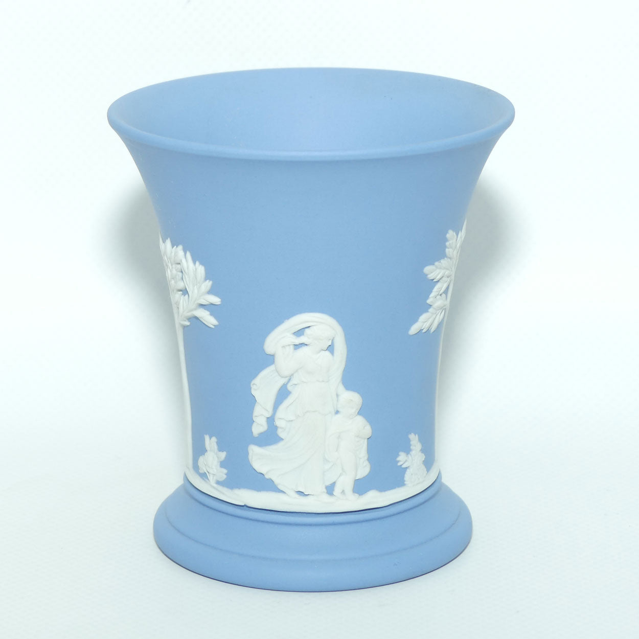 Wedgwood Jasper | White on Pale Blue | Maidens design trumpet vase