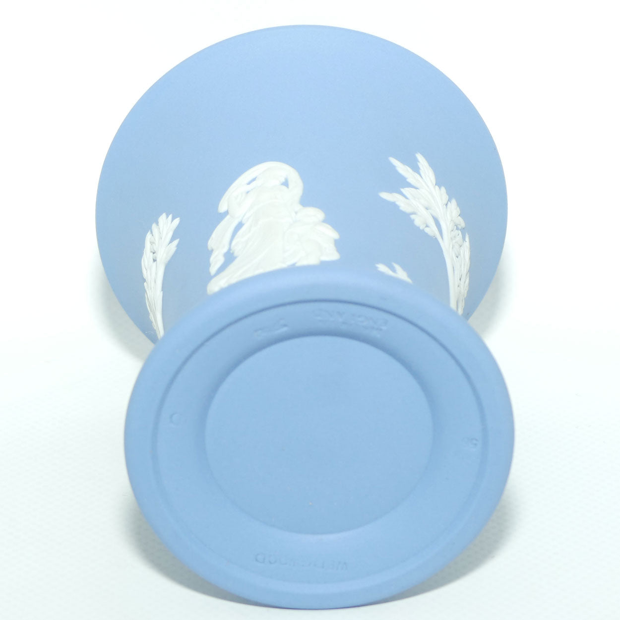 Wedgwood Jasper | White on Pale Blue | Maidens design trumpet vase