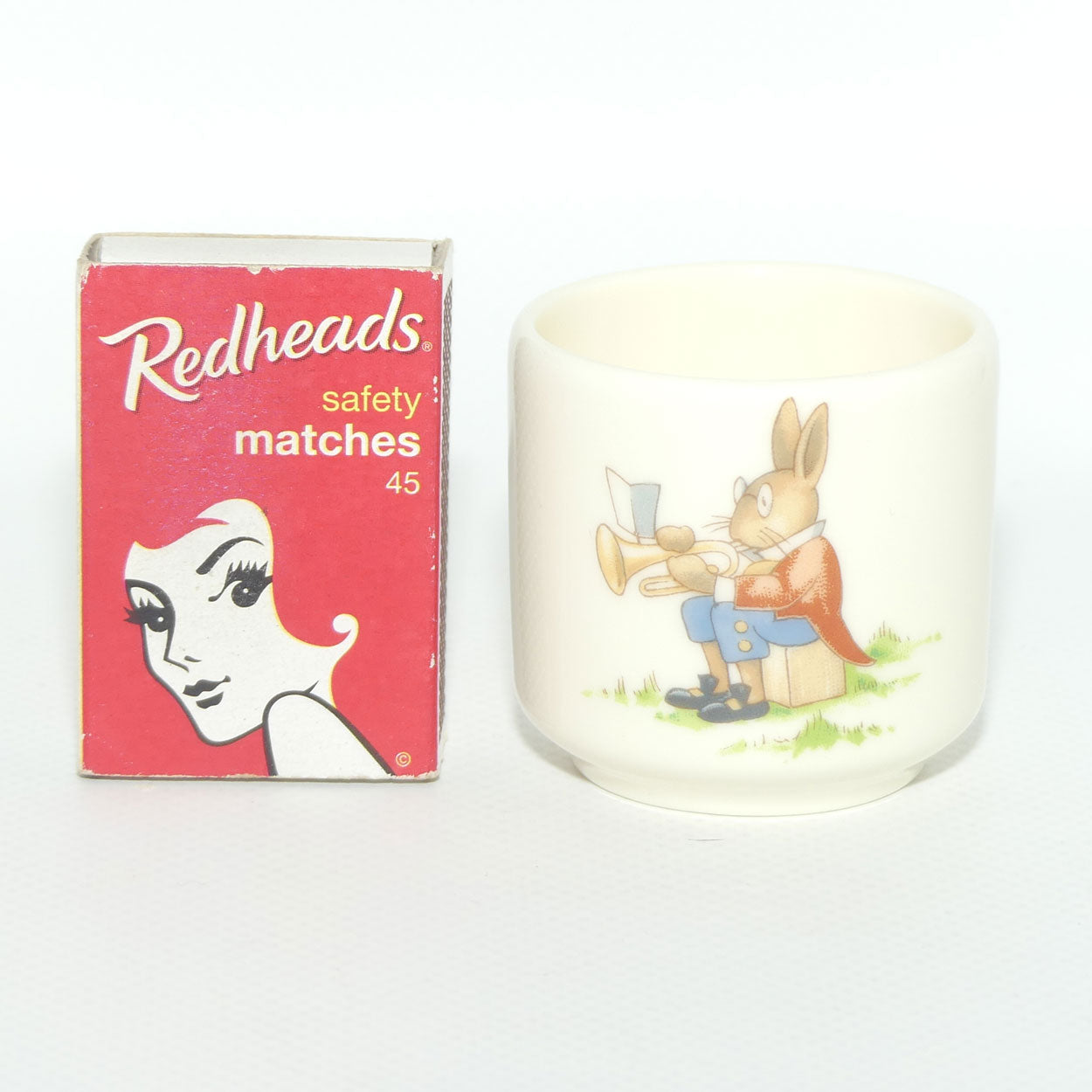 Royal Doulton Bunnykins egg cup | boxed | Trumpeter | Playing with Doll and Pram