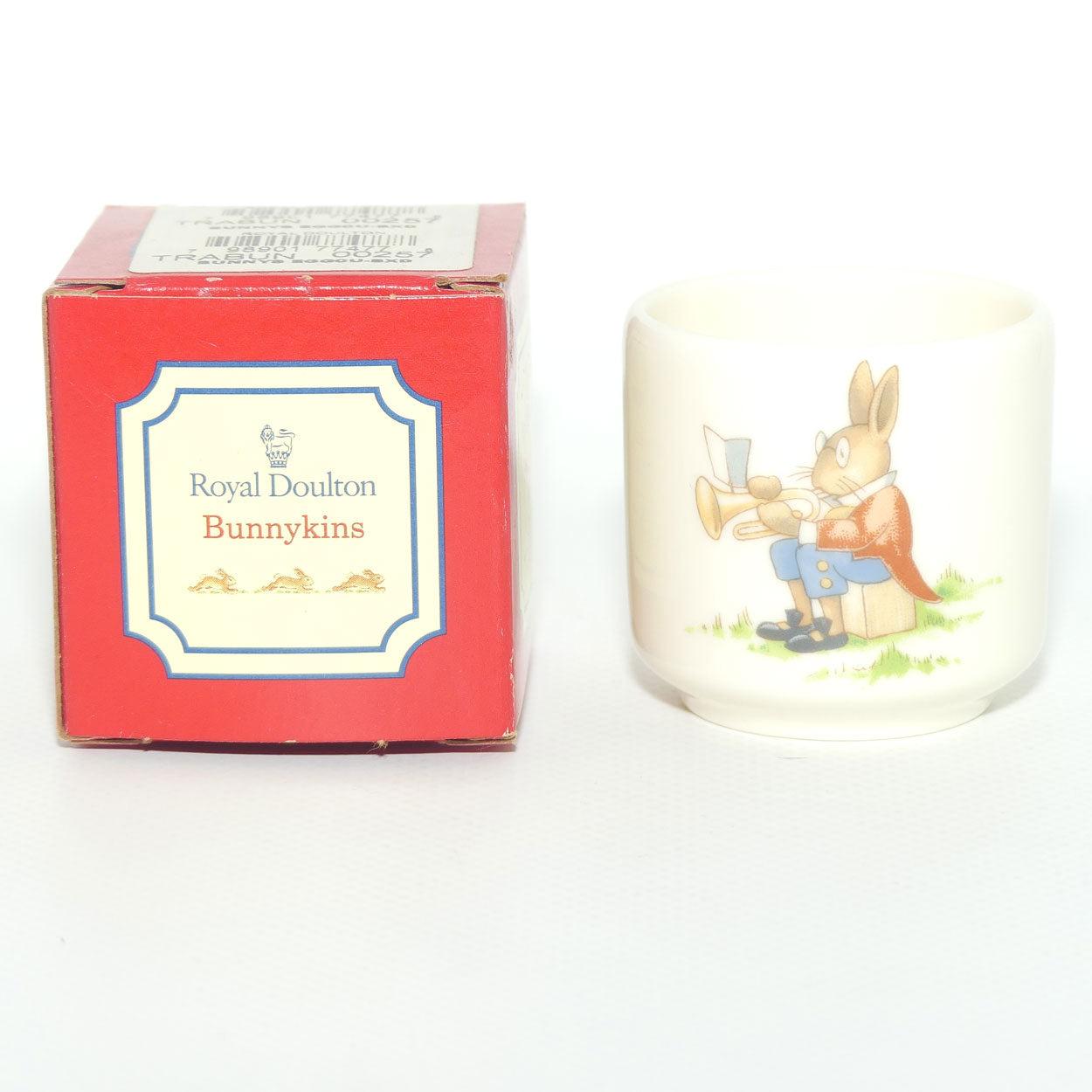 Royal Doulton Bunnykins egg cup | boxed | Trumpeter | Playing with Doll and Pram