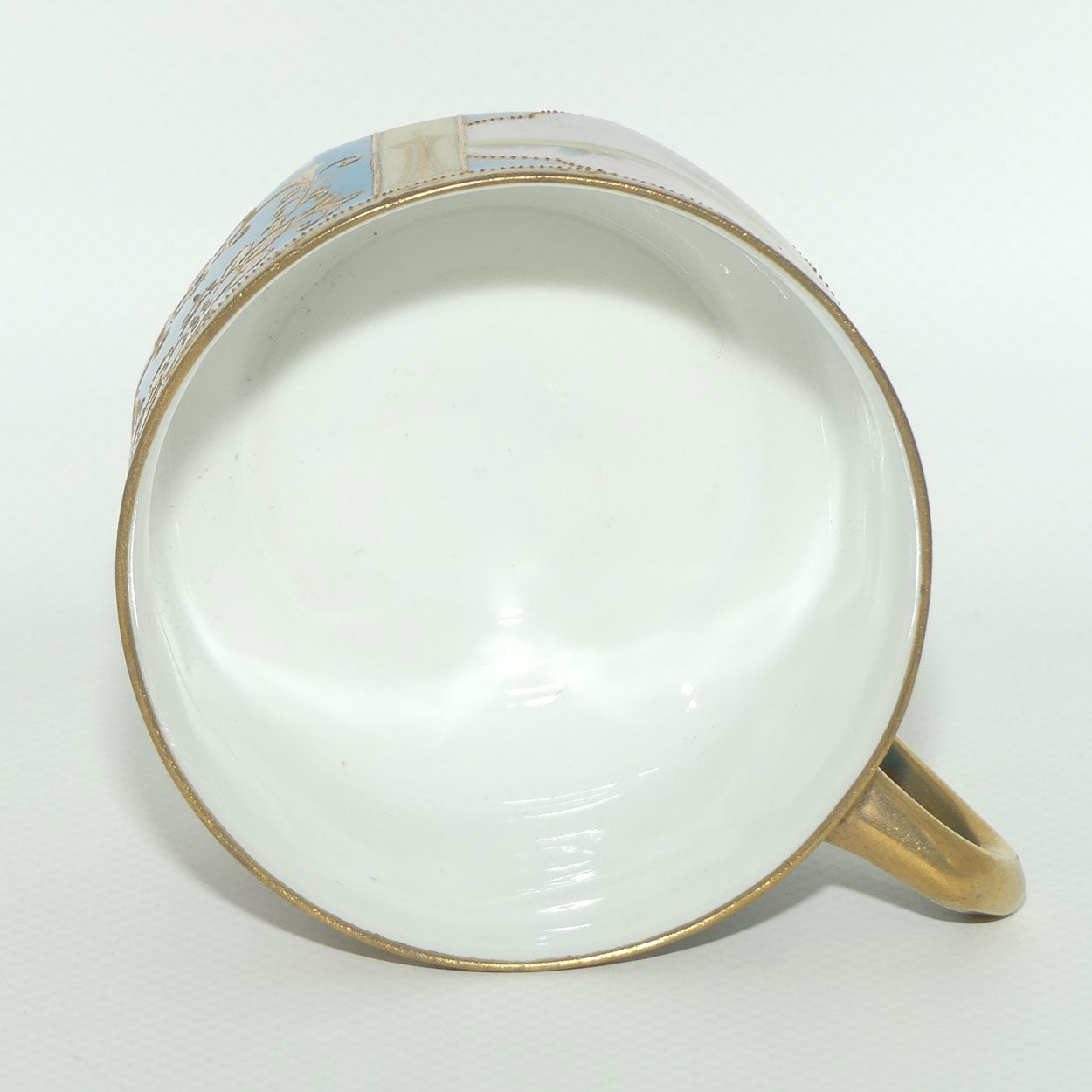 Early Noritake Hand Painted and Gilt decorated Blue ground tea trio | #2 | Lake Scene